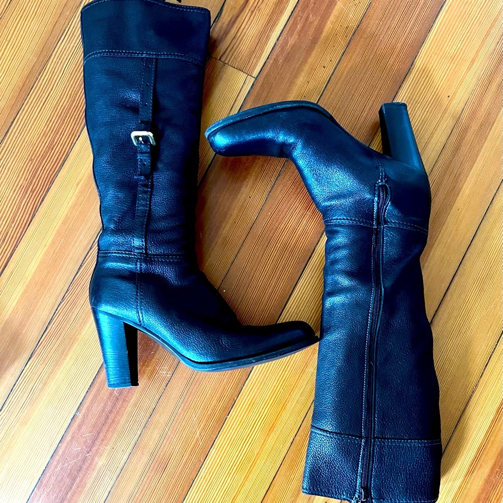 Black Prada Boots with buckle and stacked heel Beautiful condition size 40